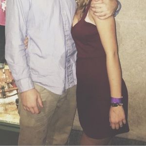 fitted burgundy urban outfitters tank mini dress